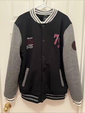 Buffalo David Bitton Varsity-Style  Black & Gray Jacket with Embroidered 72